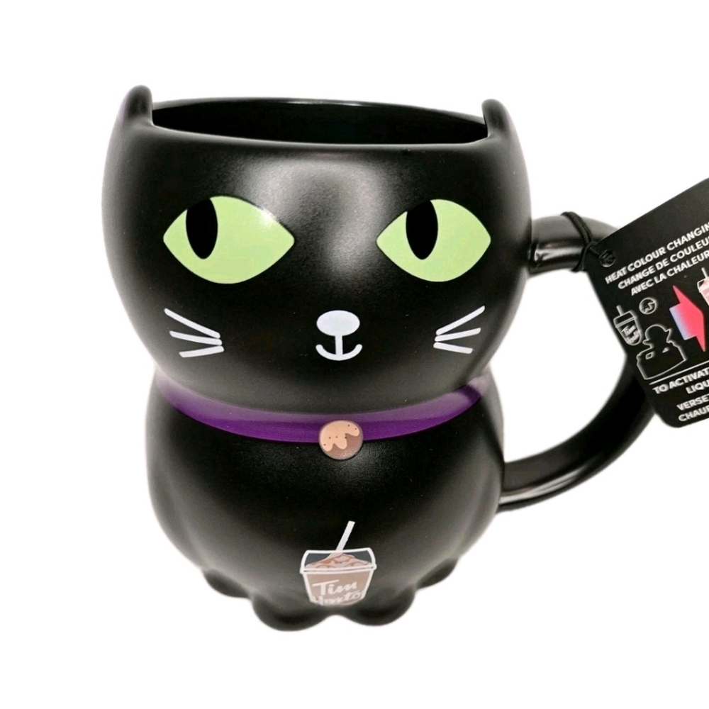 NEW 2025 Tim Hortons Halloween Black Cat Mug Timbits Ghost Ice Capp Heat Change